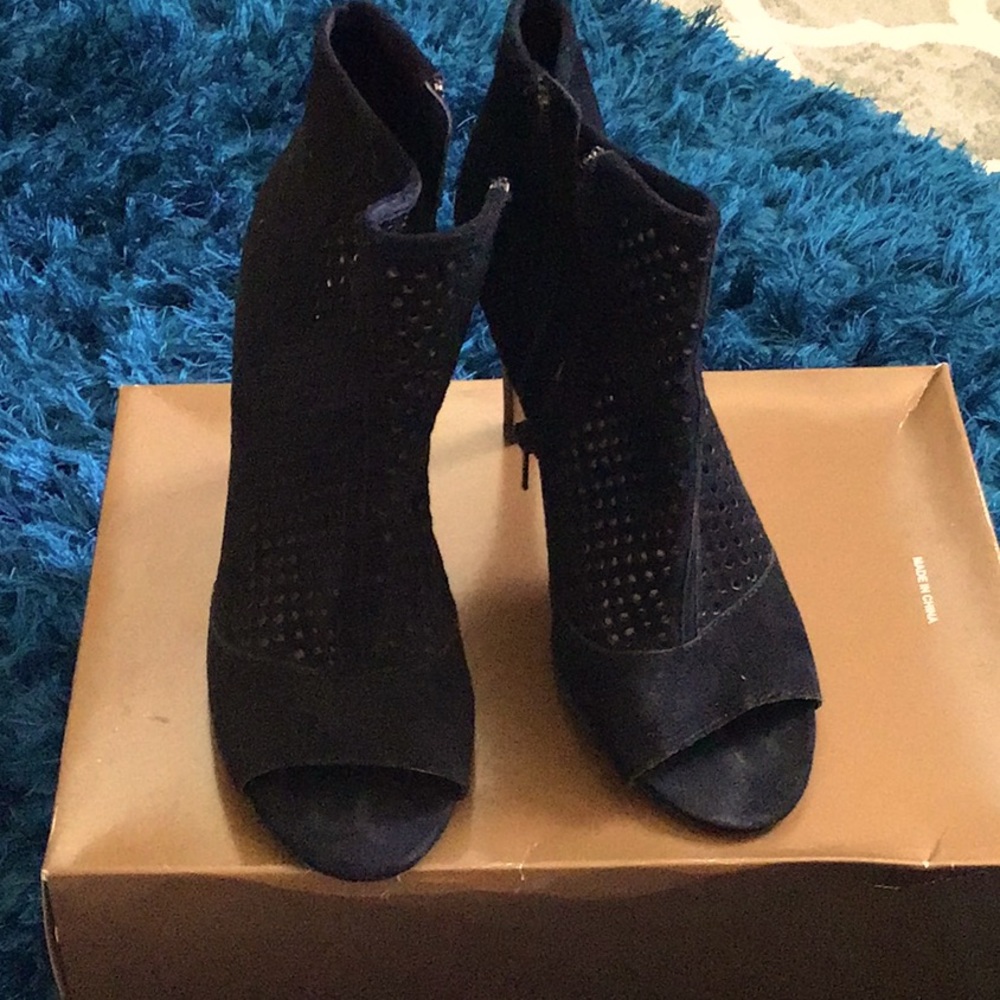 Black suede heeled bootie
